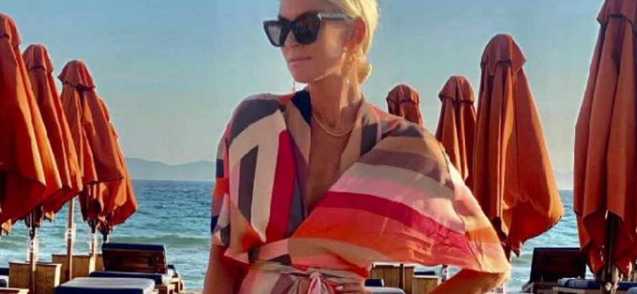 Anna Mavridis Wears T&H wrap dress, Greece