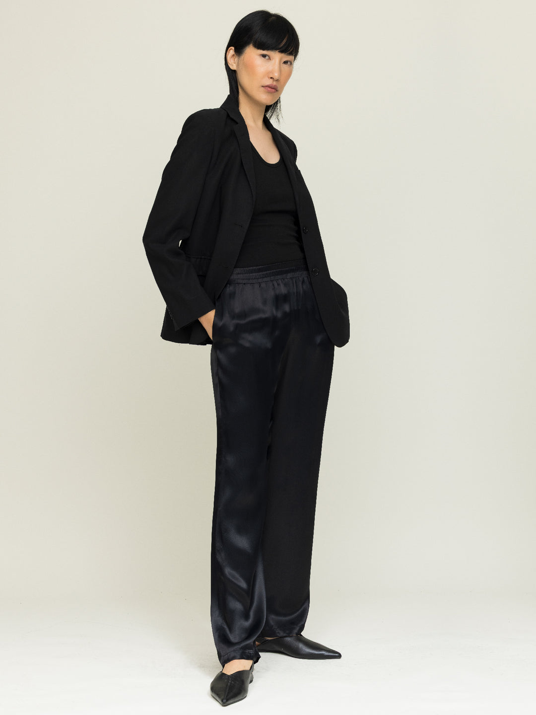 April Jogger Royal Satin Crepe Jet Black