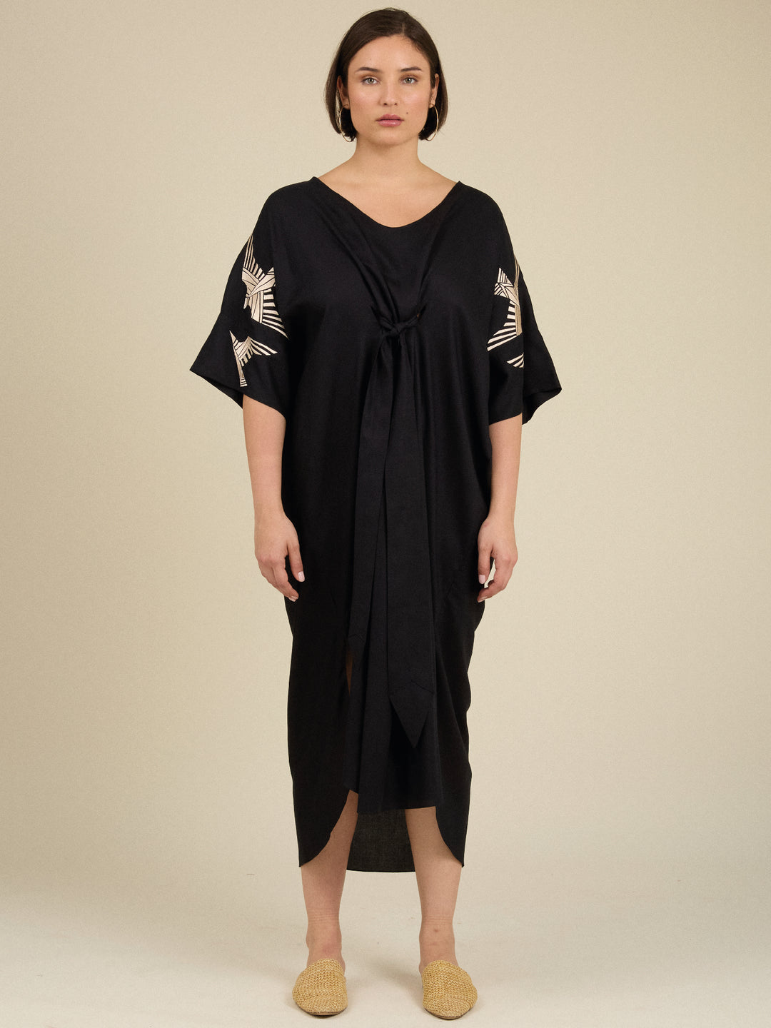 Asia Kaftan Dress Black Embroidered