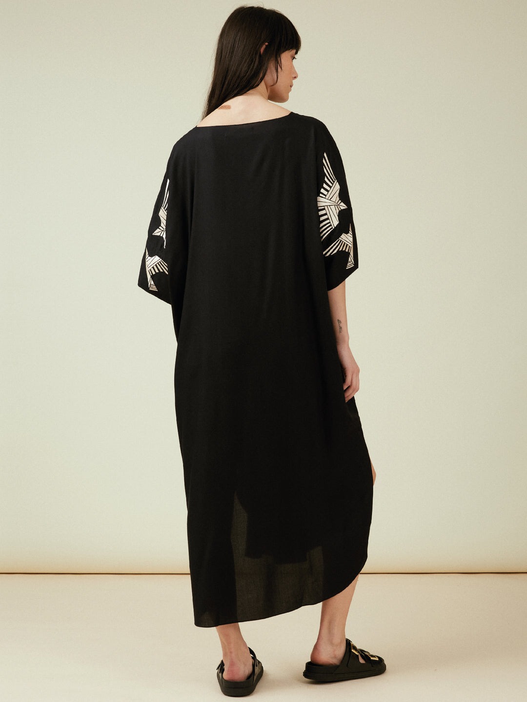 Asia Kaftan Dress Black Embroidered