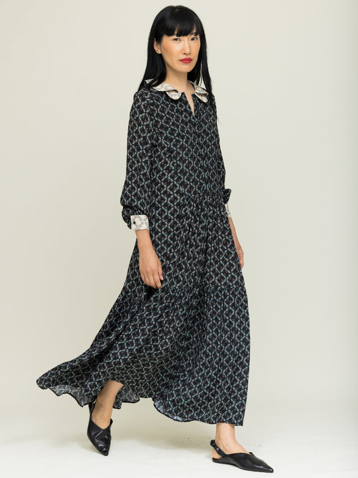 Asta tiered shirt dress brook print black