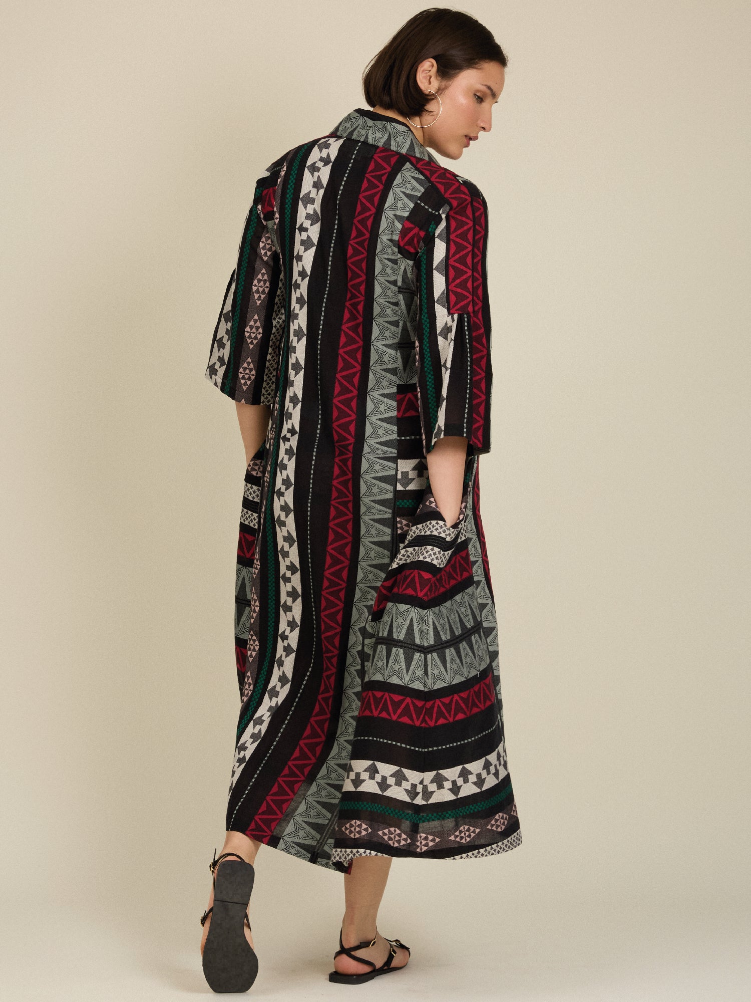 Jacquard Long store black kaftan / tunic for women