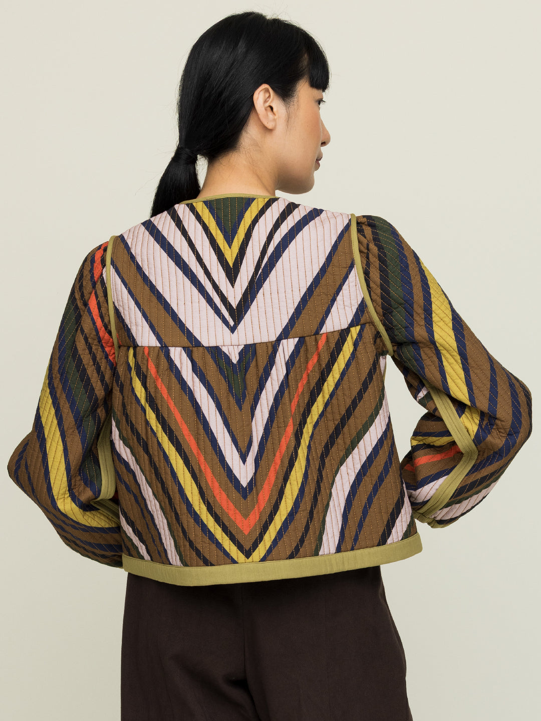 Cynthia Quilted Jacket Heavy Cotton Satin Poplin Fanning Print