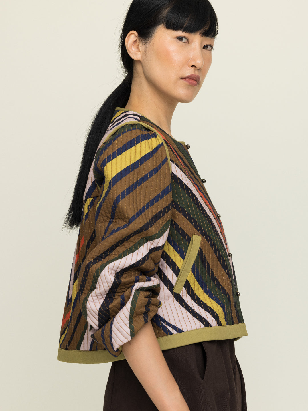 Cynthia Quilted Jacket Heavy Cotton Satin Poplin Fanning Print