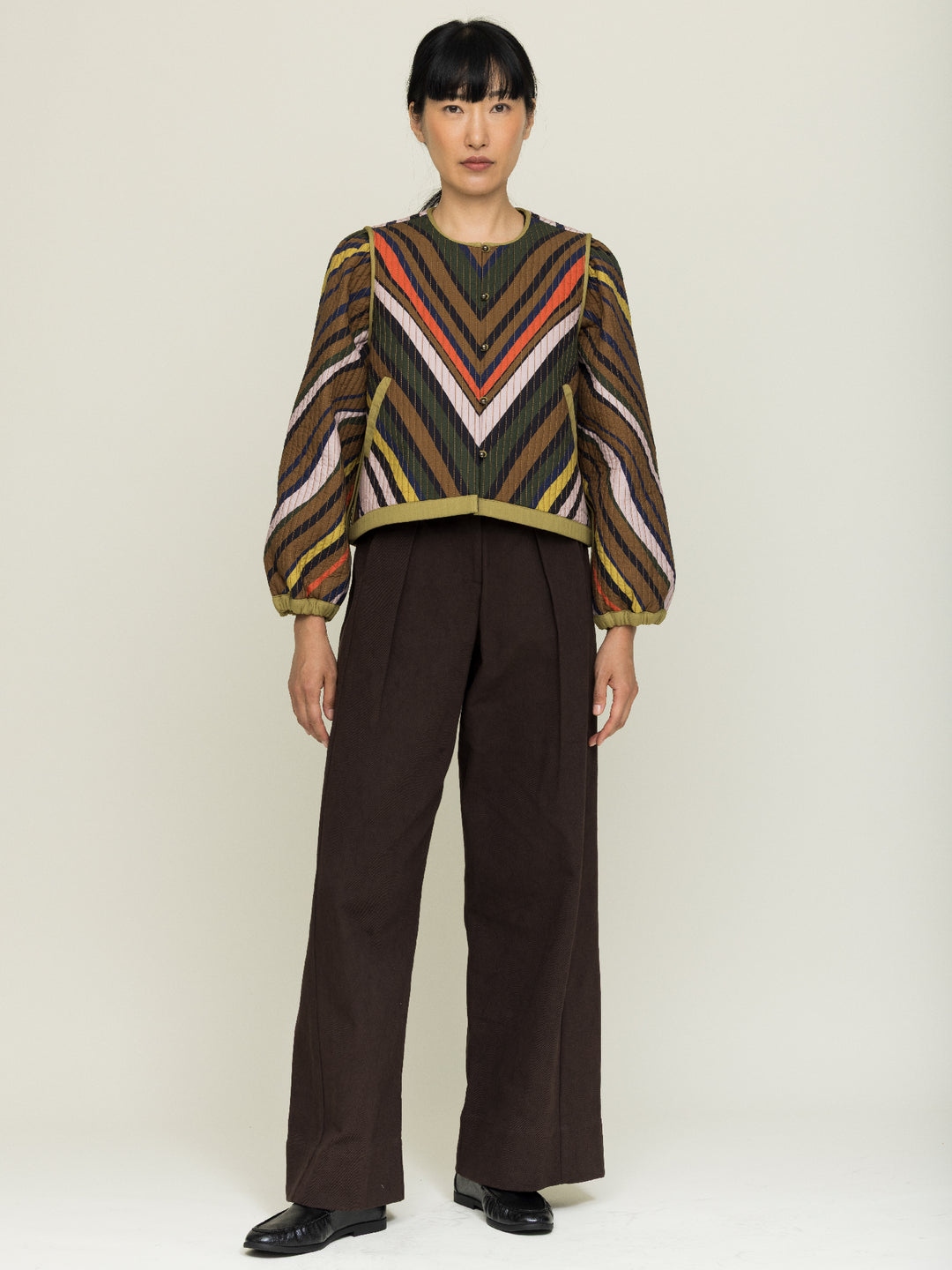 Cynthia Quilted Jacket Heavy Cotton Satin Poplin Fanning Print