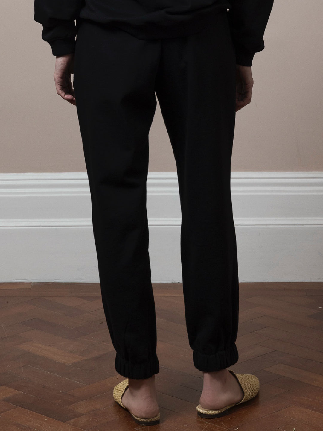 Mia Jogger Embroidered Black Cotton Fleece