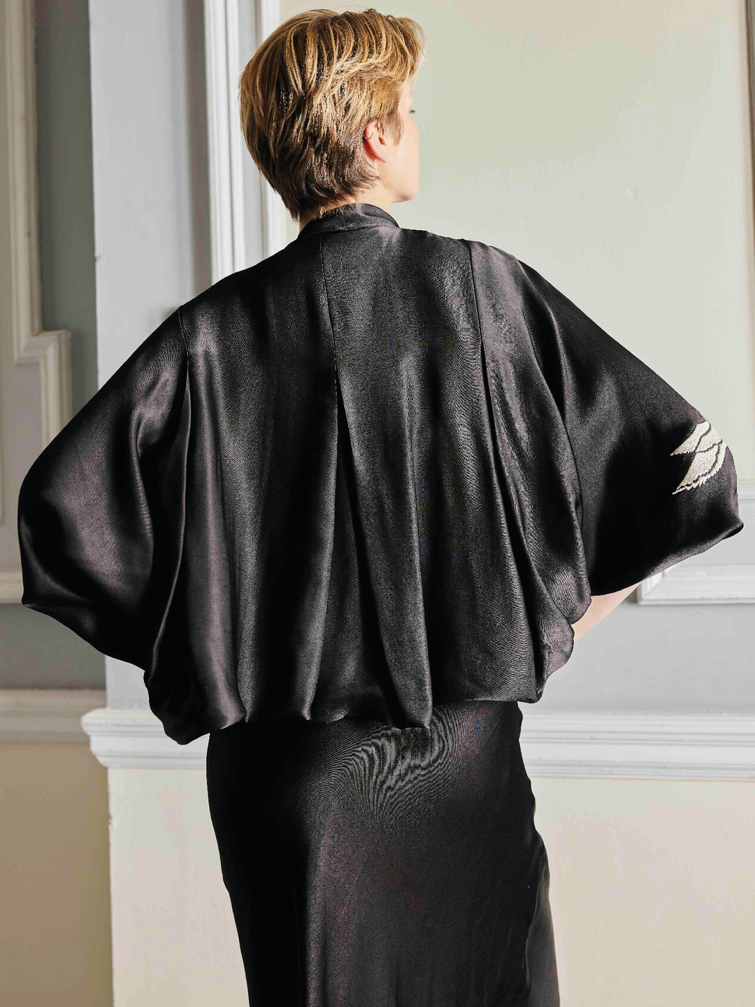 Florence Cape Black Embroidered