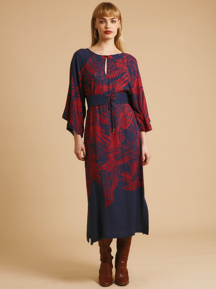 Freda Dress Navy & Red Flamecrest