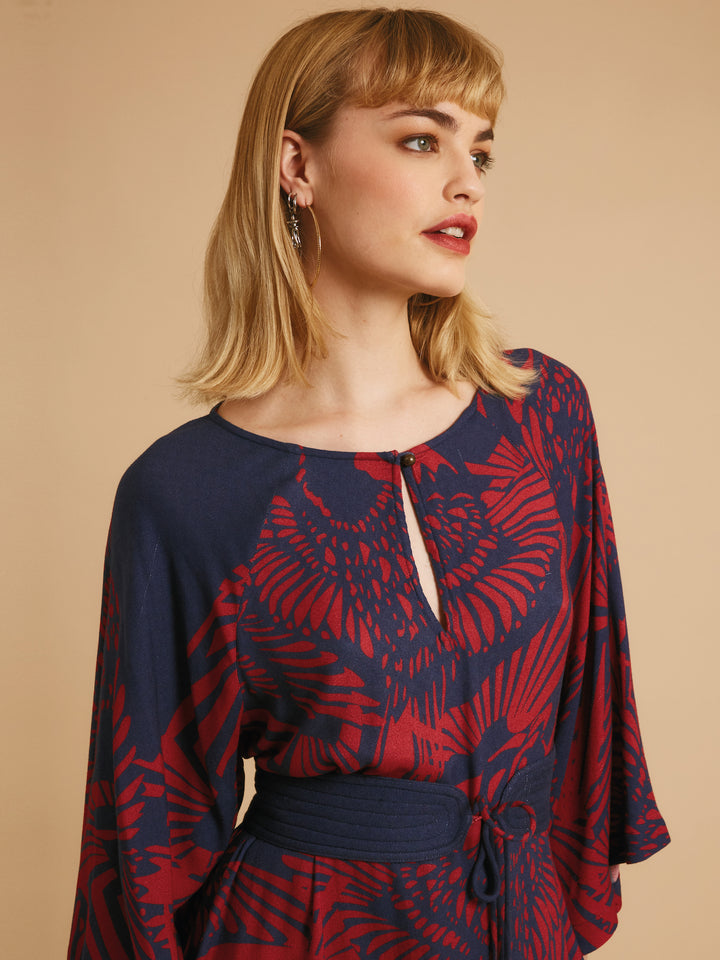 Freda Dress Navy & Red Flamecrest