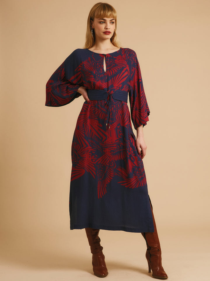 Freda Dress Navy & Red Flamecrest