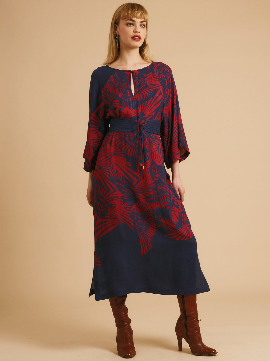 Freda Dress Navy & Red Flamecrest