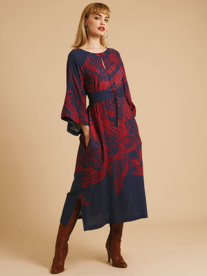 Freda Dress Navy & Red Flamecrest