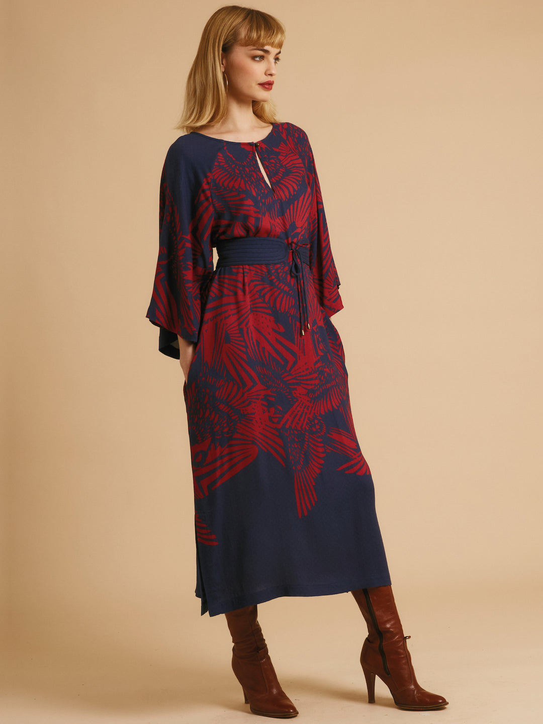 Freda Dress Navy & Red Flamecrest