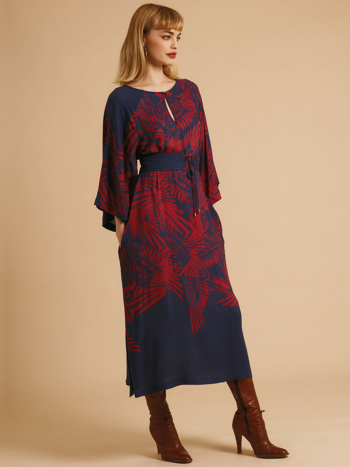 Freda Dress Navy & Red Flamecrest