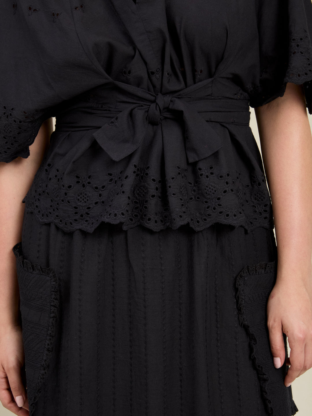 Martha Maxi Cotton Skirt Black Broderie Anglaise