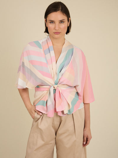Gloria cape sleeve blouse Stripedown 4