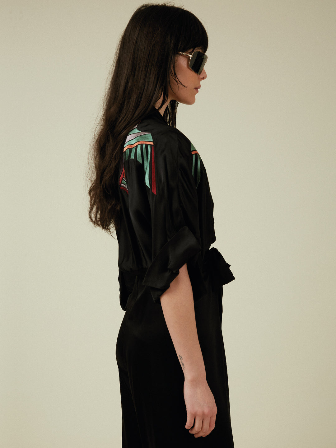 Gloria Jumpsuit Black Embroidered