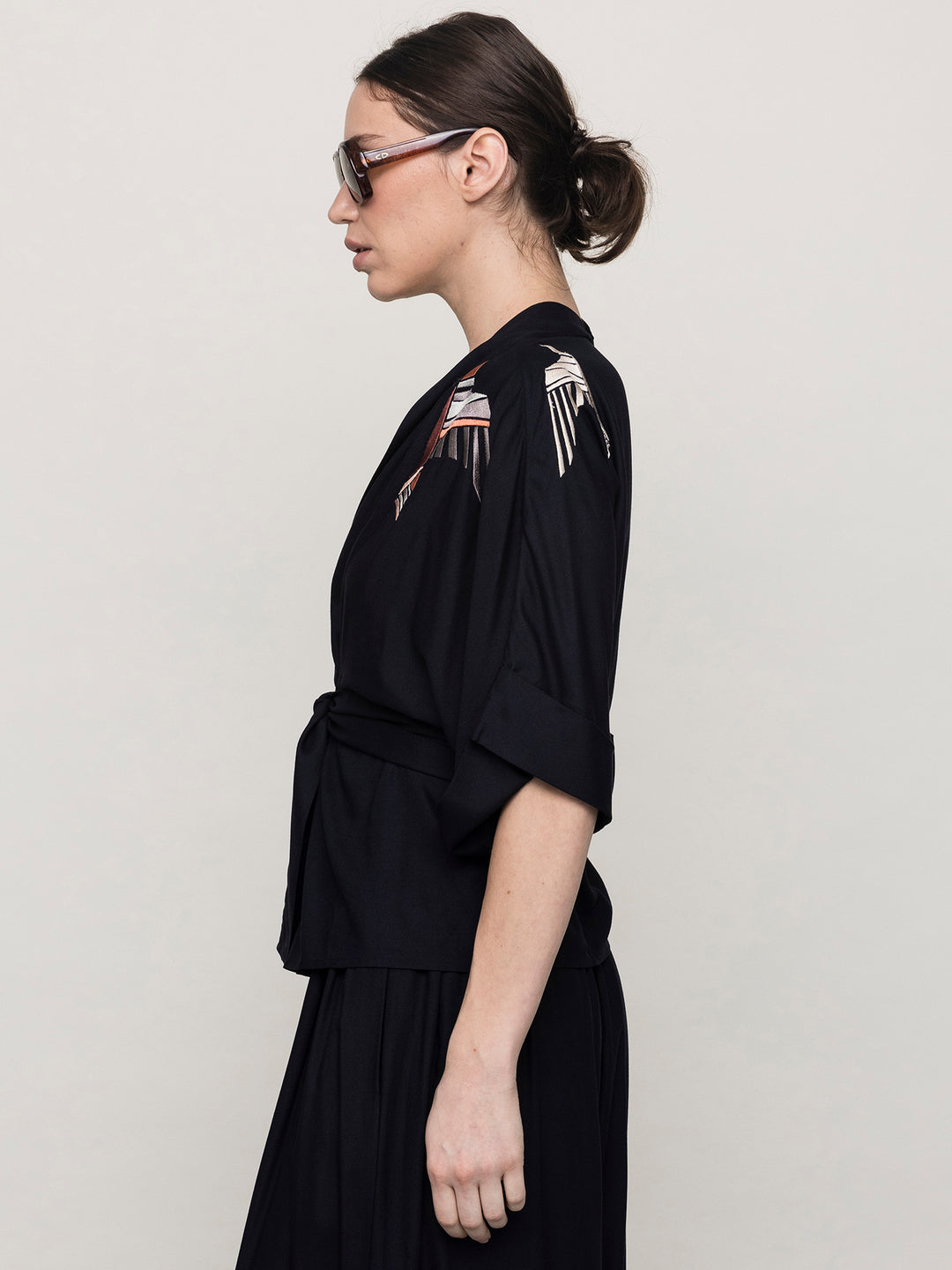 Gloria Blouse Black Embroidered Soft Rayon