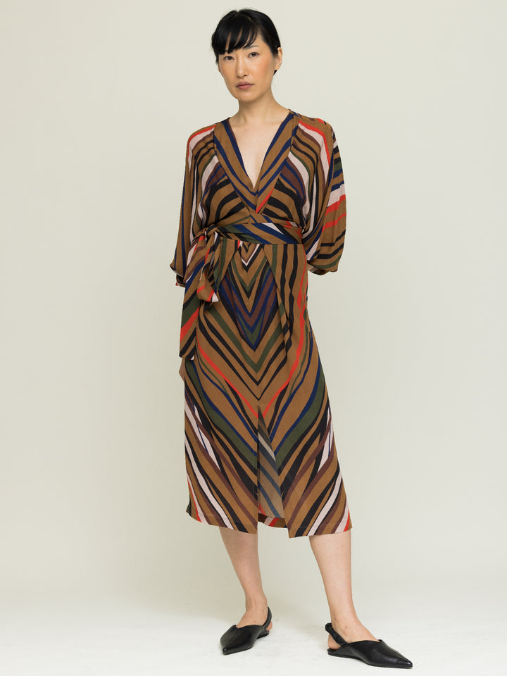 Hannah Wrap Dress Double Georgette Mantle Print