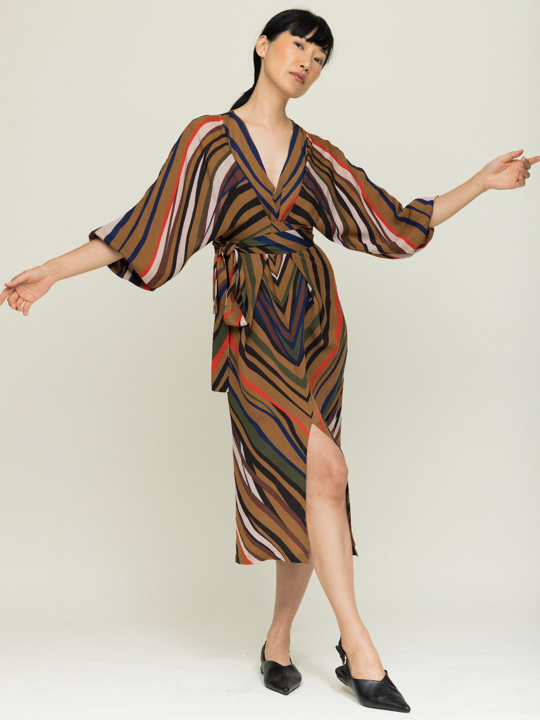 Hannah Wrap Dress Double Georgette Mantle Print