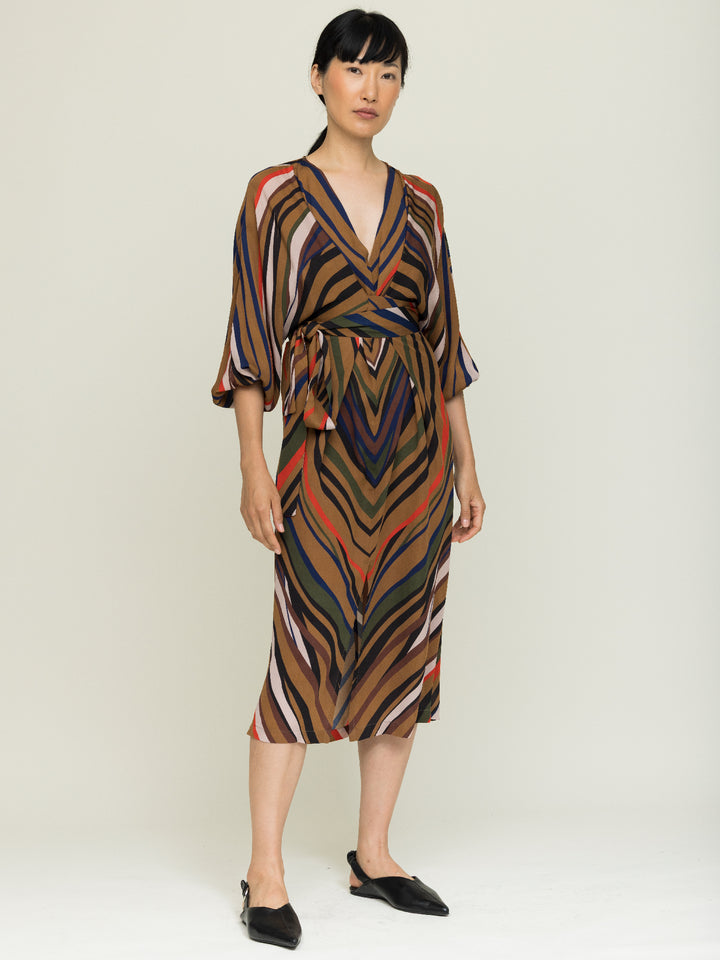 Hannah Wrap Dress Double Georgette Mantle Print