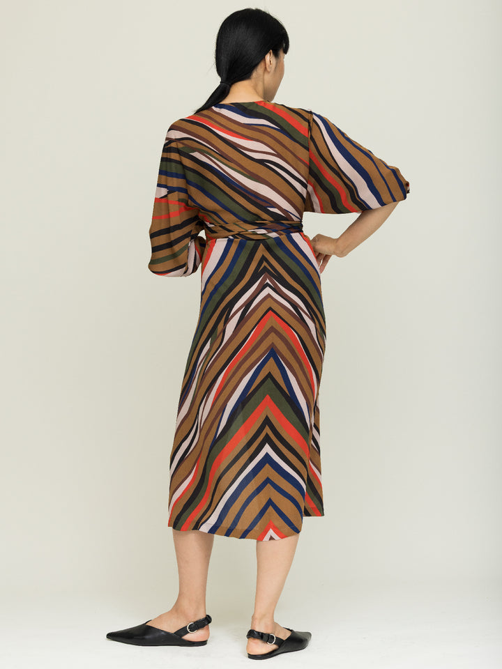 Hannah Wrap Dress Double Georgette Mantle Print
