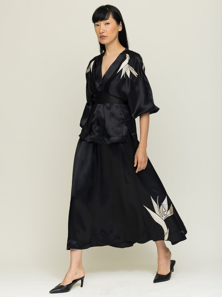 Linda Skirt Royal Satin Crepe Jet Black