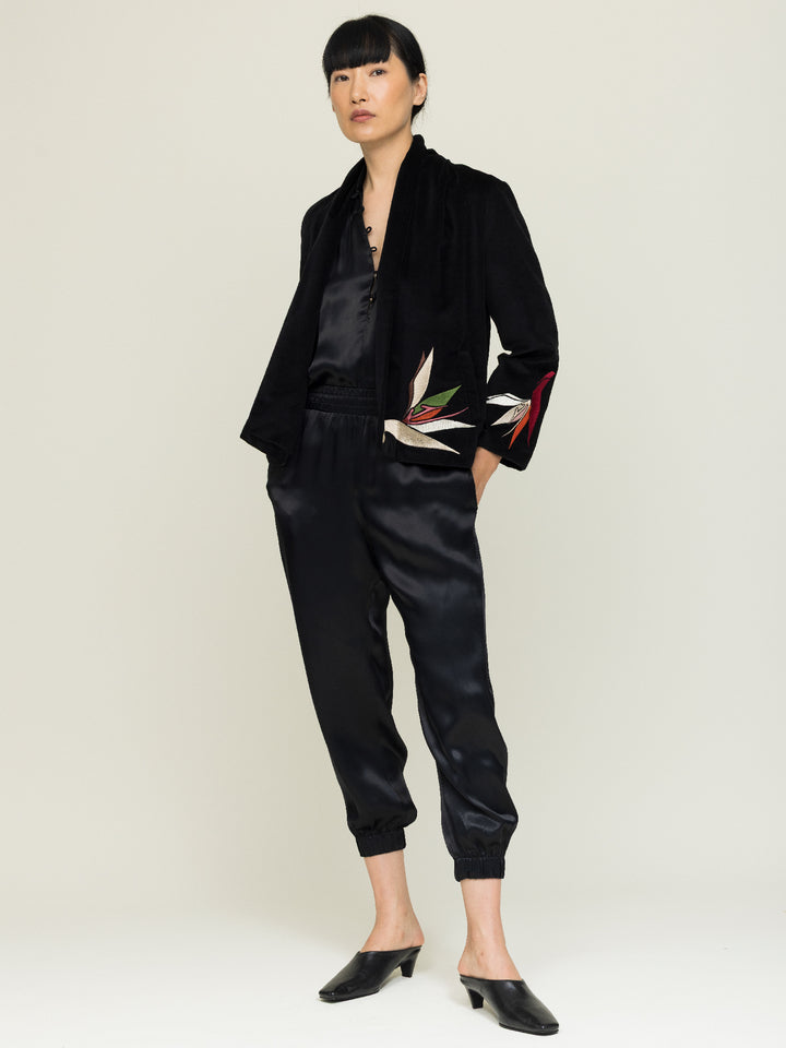 Jane Jacket Cotton Velvet Black Embroidered