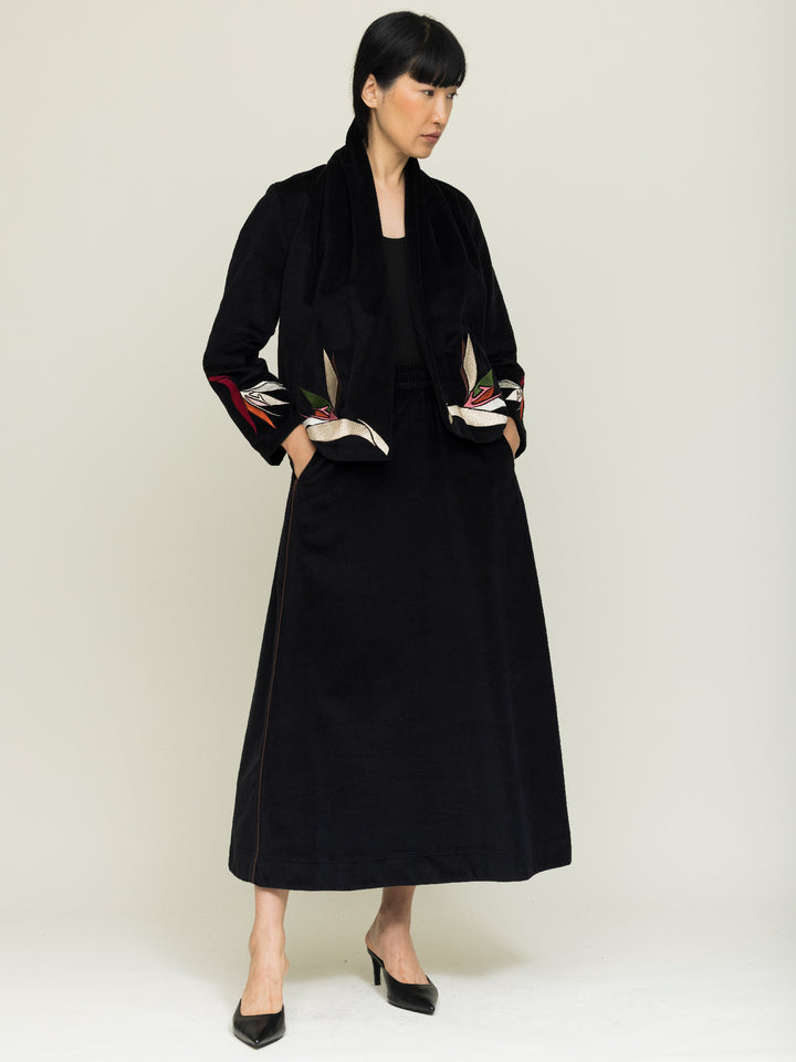 Jane Jacket Cotton Velvet Black Embroidered