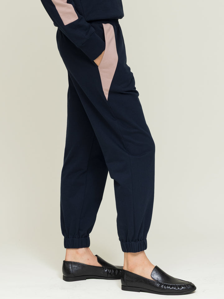 Jill Jogger trouser Cotton Looperback Jersey Navy