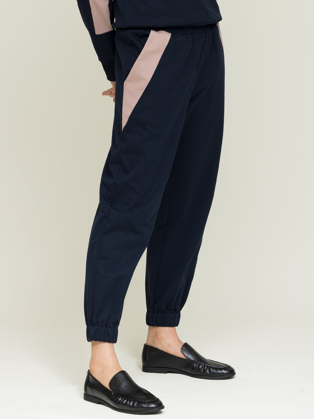Jill Jogger trouser Cotton Looperback Jersey Navy