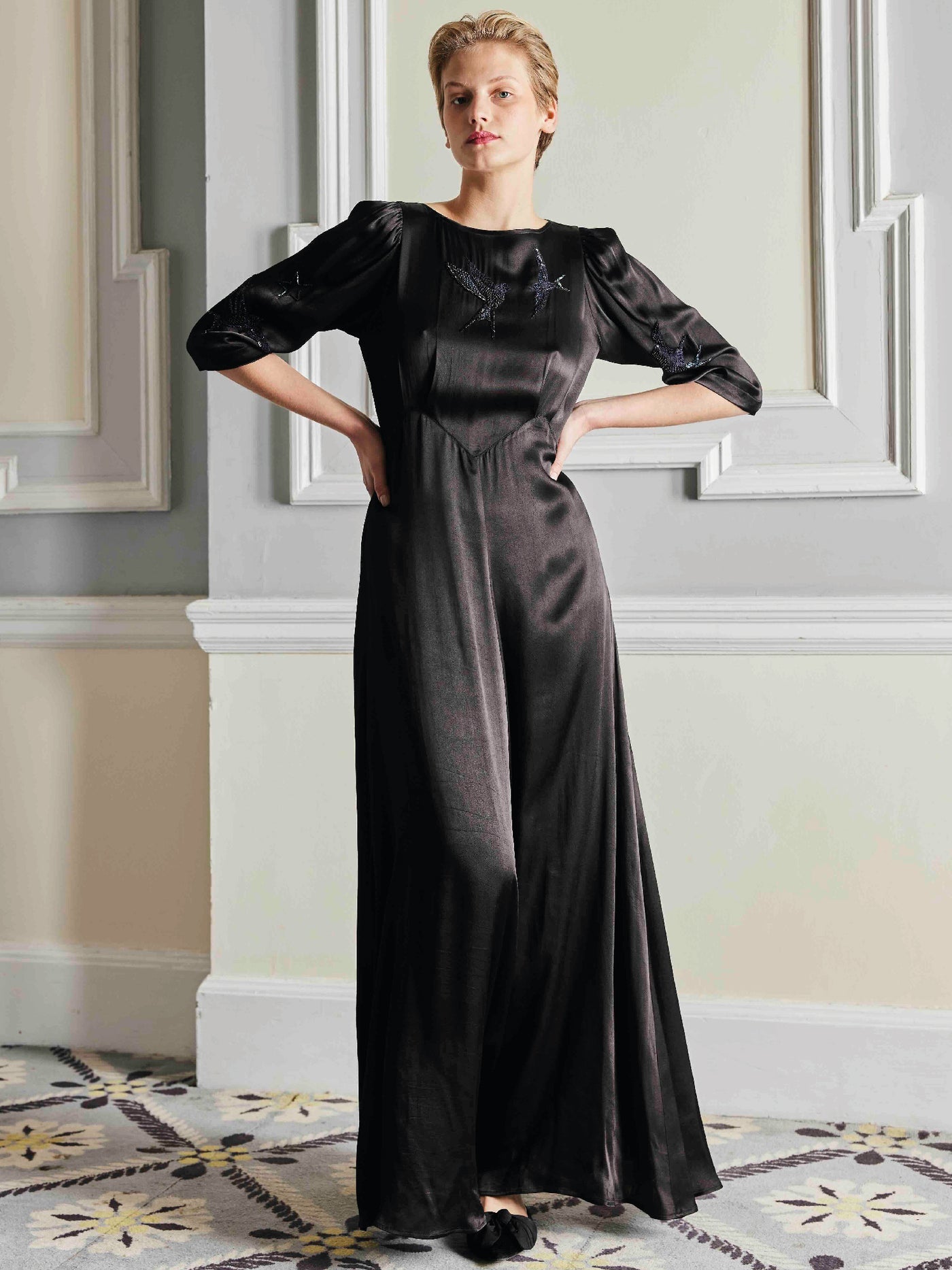 June dress Black beaded Long / Standard  lengths