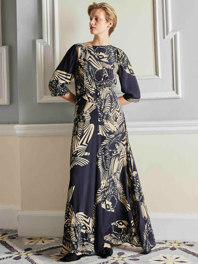 June dress Flamecrest black / stone Long & Standard  lengths