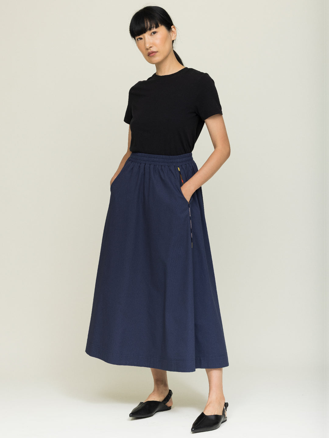 Linda skirt Heavy Cotton Satin Poplin Agate Blue