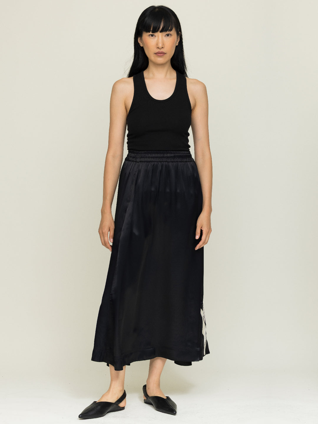 Linda Skirt Royal Satin Crepe Jet Black