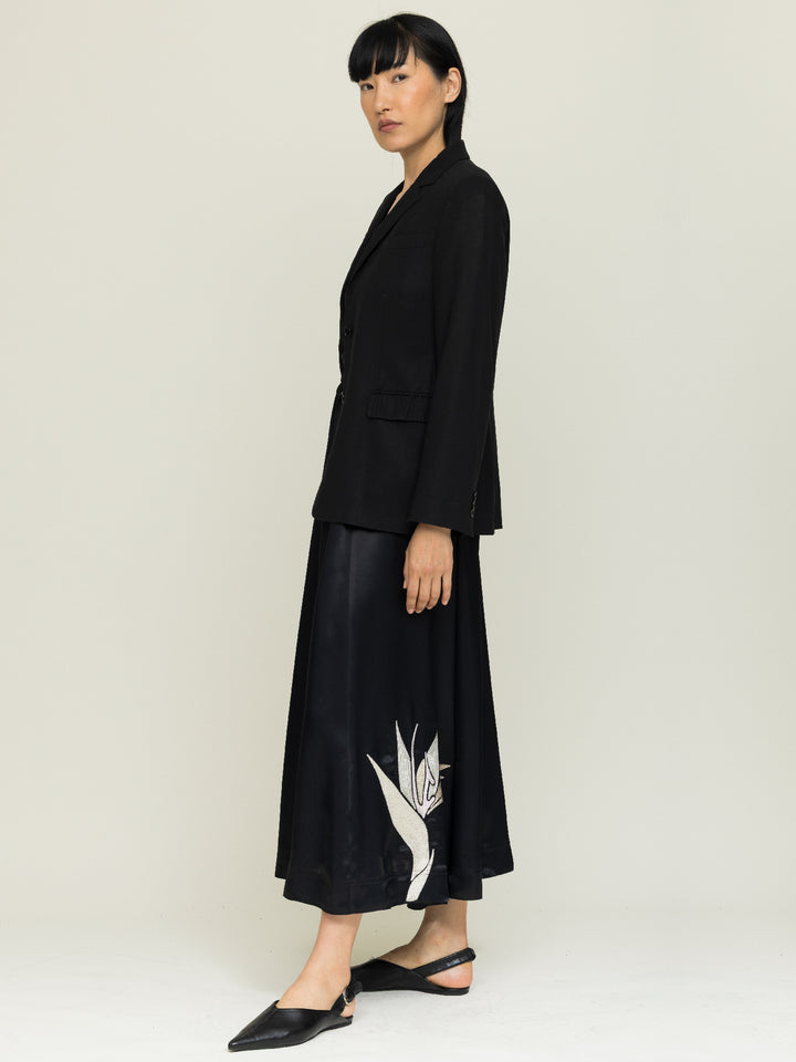 Linda Skirt Royal Satin Crepe Jet Black