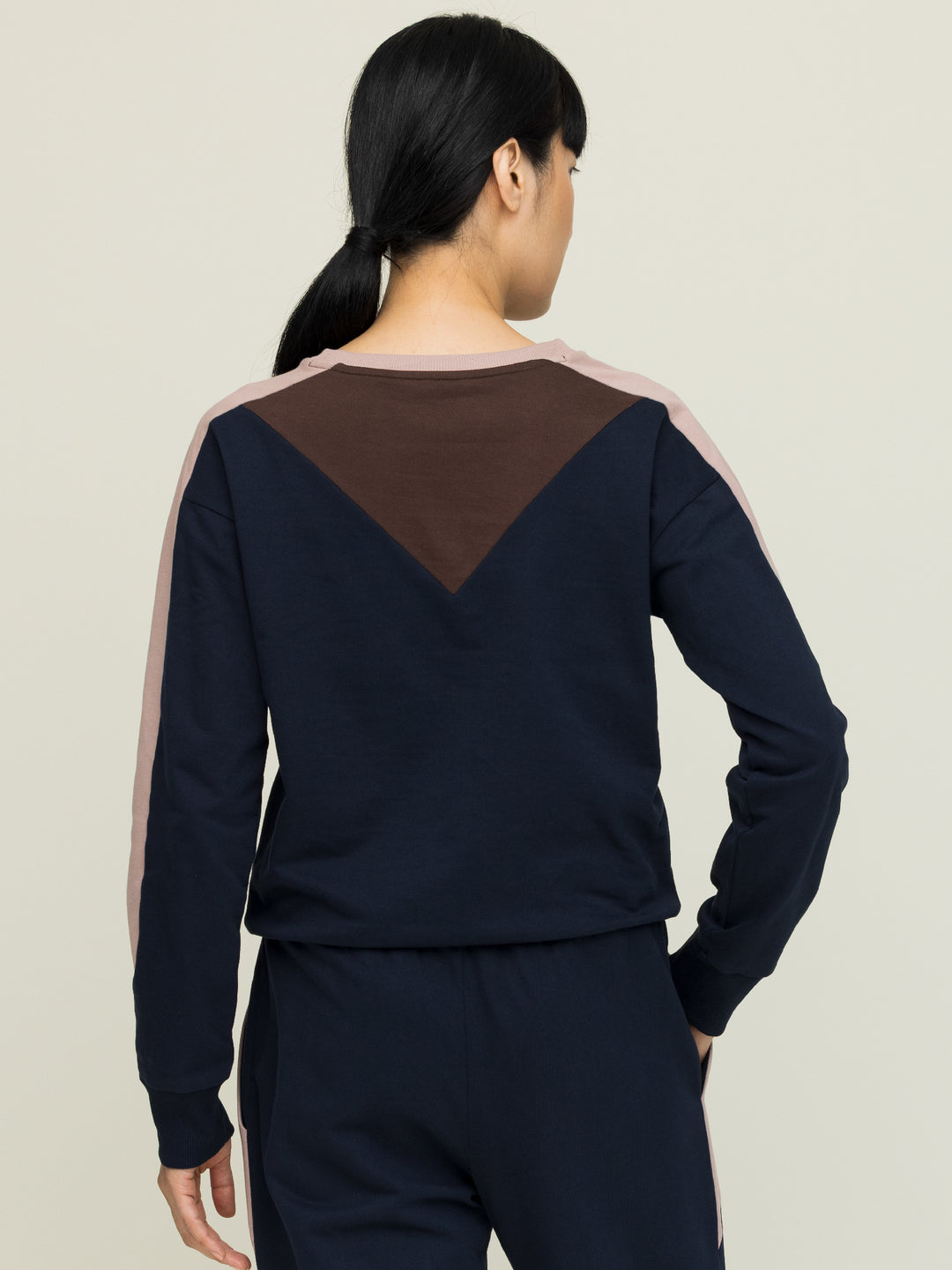 Lisa Sweatshirt Cotton Looperback Jersery Navy Embroidered