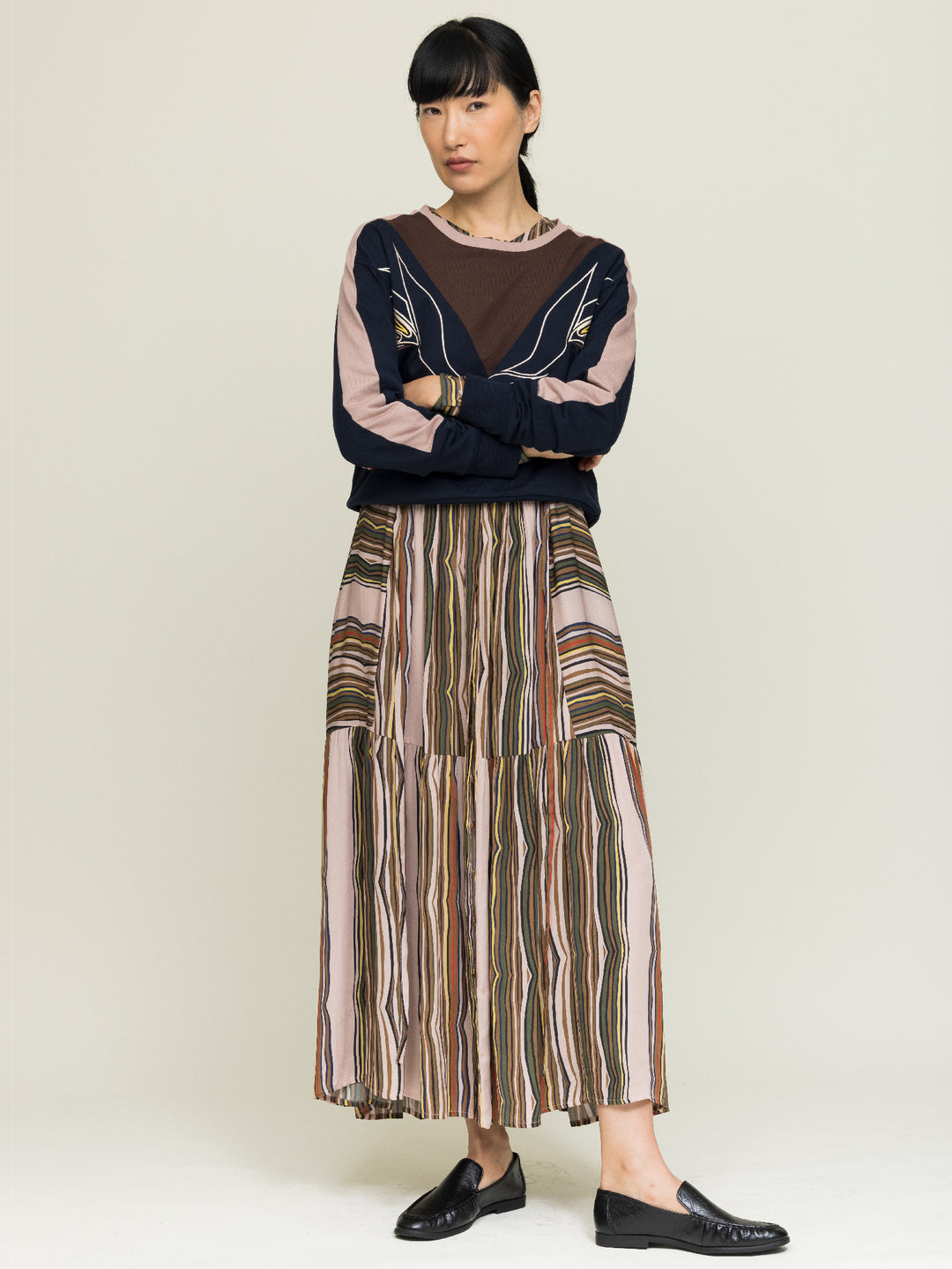 Pearl Dress Double Georgette Shale Print