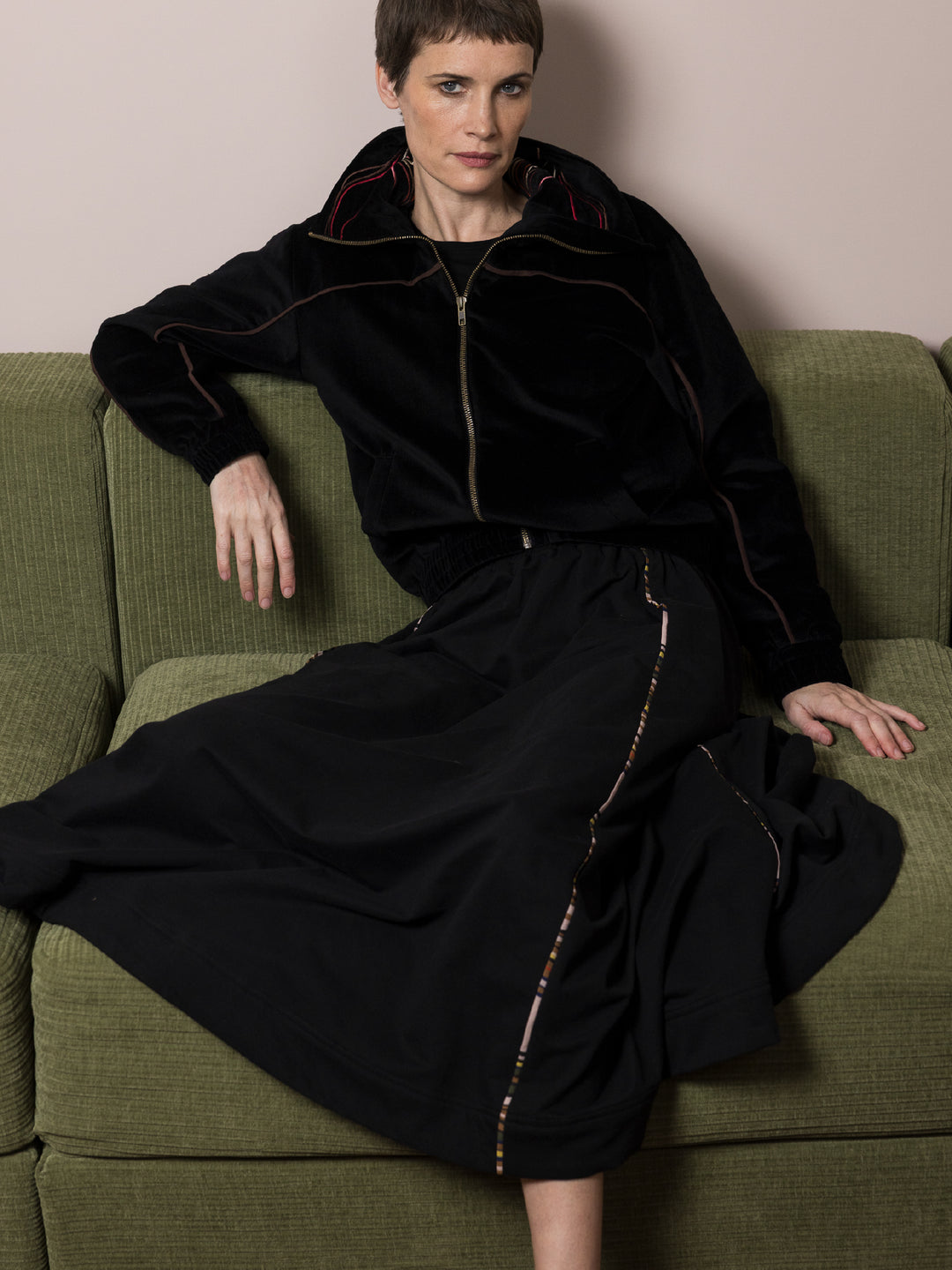 Margot Jacket Cotton Velvet Black Embroidered