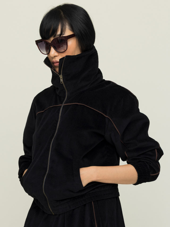 Margot Jacket Cotton Velvet Black Embroidered