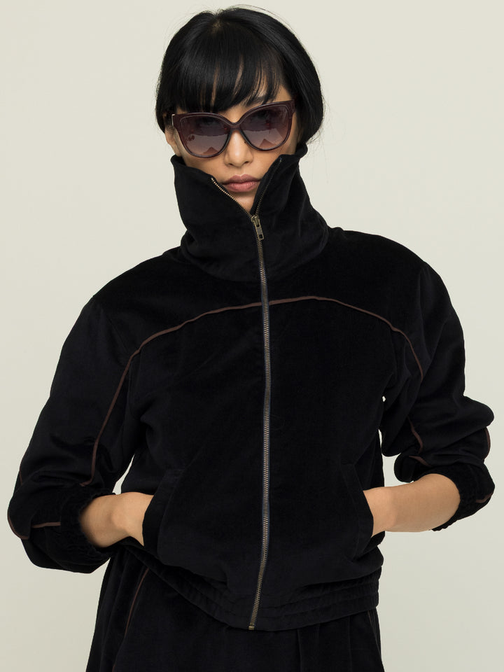 Margot Jacket Cotton Velvet Black Embroidered