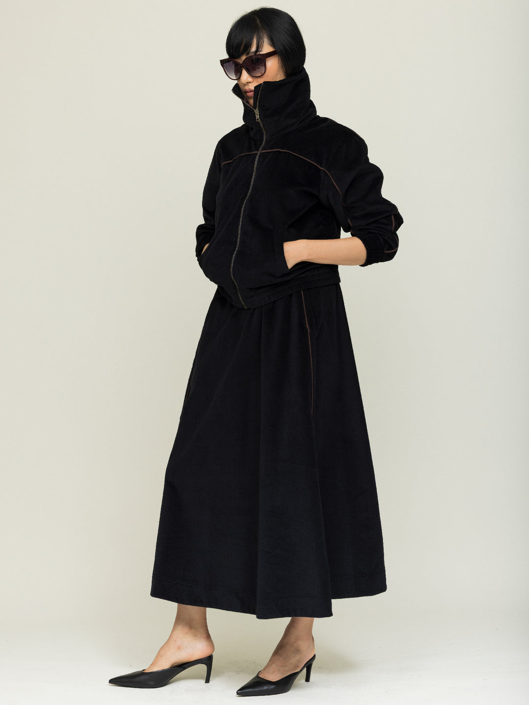 Margot Jacket Cotton Velvet Black Embroidered