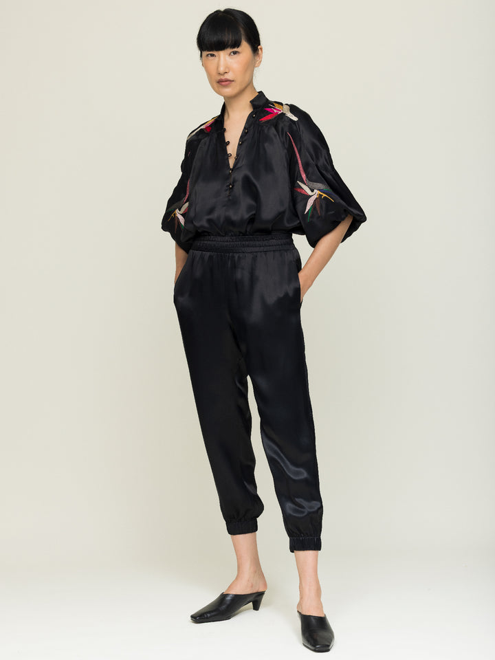 Em Jogger Royal Satin Crepe Jet Black
