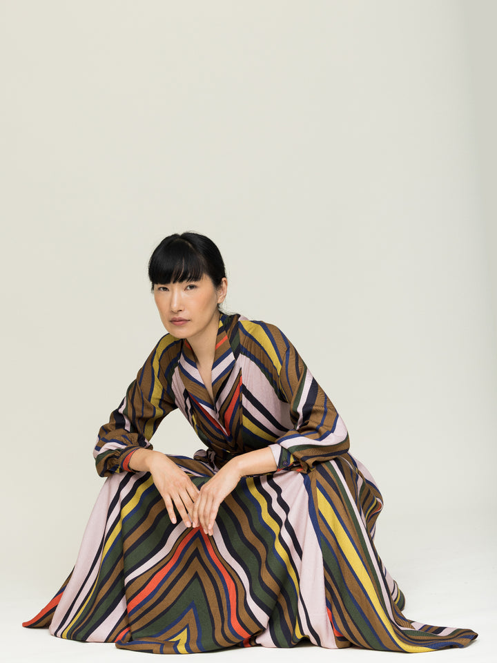 Mitzi Wrap Dress Ecovero Twill Fanning print