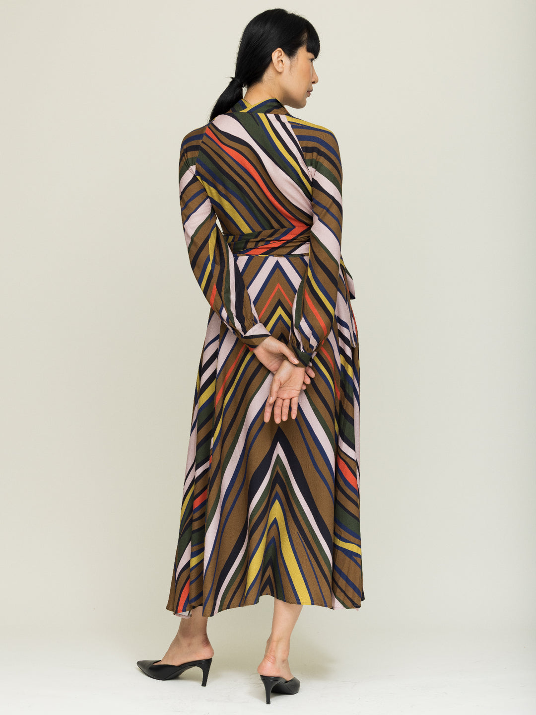 Mitzi Wrap Dress Ecovero Twill Fanning print