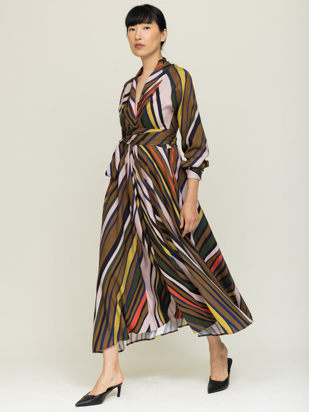 Mitzi Wrap Dress Ecovero Twill Fanning print