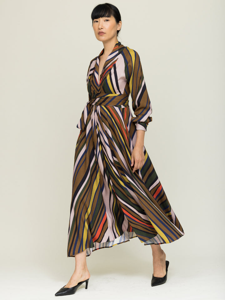 Mitzi Wrap Dress Ecovero Twill Fanning print