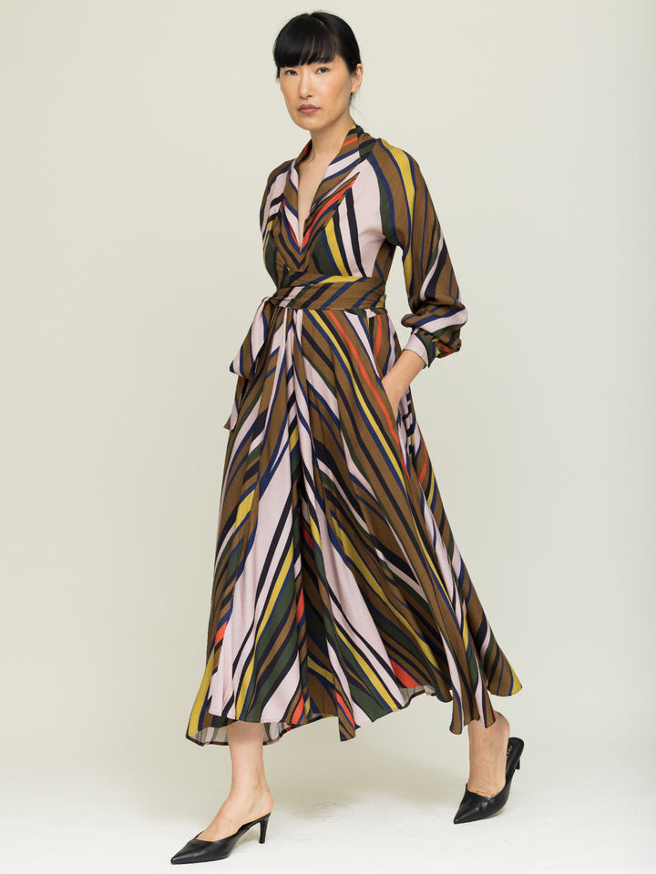 Mitzi Wrap Dress Ecovero Twill Fanning print