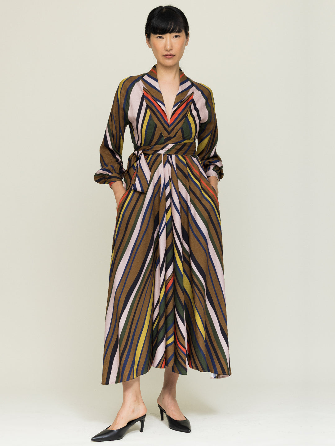 Mitzi Wrap Dress Ecovero Twill Fanning print