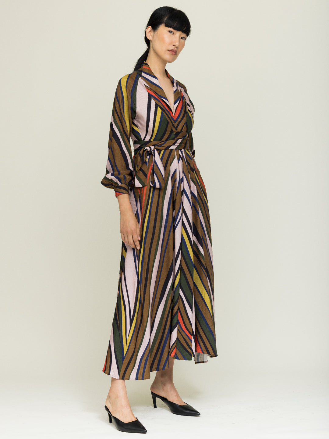 Mitzi Wrap Dress Ecovero Twill Fanning print